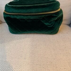 Stoney Clover Lane Green Quilted Velvet Cosmetic Bag